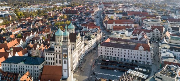 Panoramablick auf die Innenstadt von Augsburg