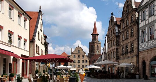 Blick in die Innenstadt von Fürth