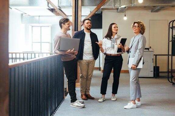 Professionals having a team meeting in an office