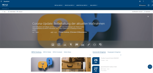 Screenshot des Intranets der Meyle AG