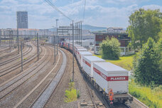 Cargo train with containers