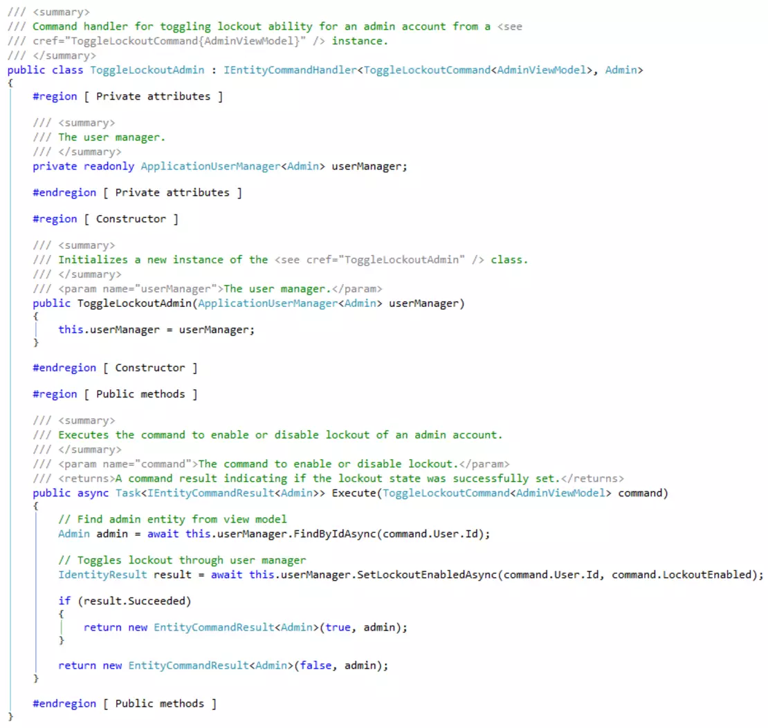 Nutzung von CQRS in ASP.Net MVC mit Entity Framework: Screenshot Command Handler
